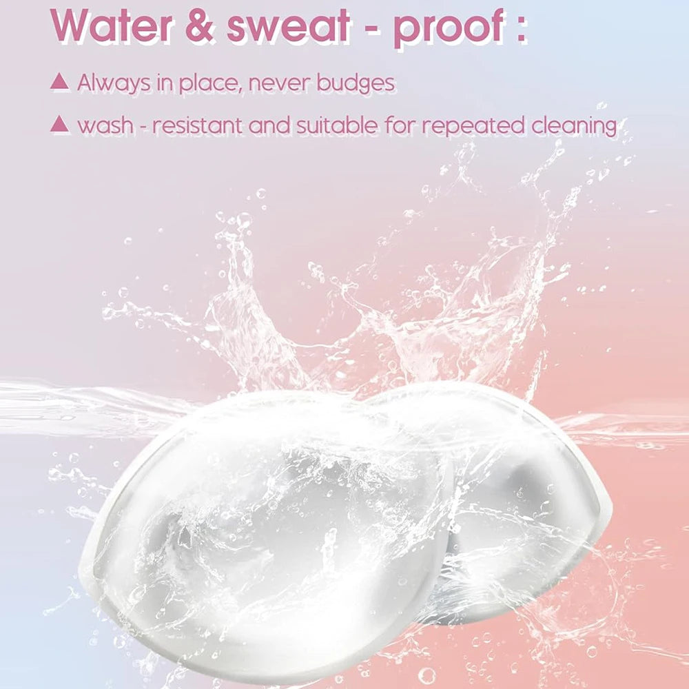 Reusable Silicone Bra Inserts Push Up Breast Pads Clear Gel Invisible Bra Padding Bust Enhancer For Bikini Swimsuit