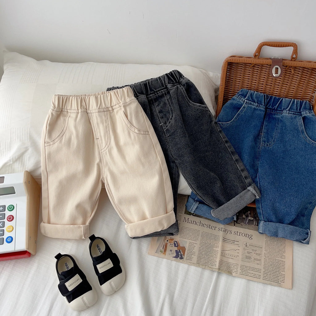Wholesale Baby Pants Solid Kids Jeans Casual  Boys Denim Pants Soft  Girls Fashion Trousers