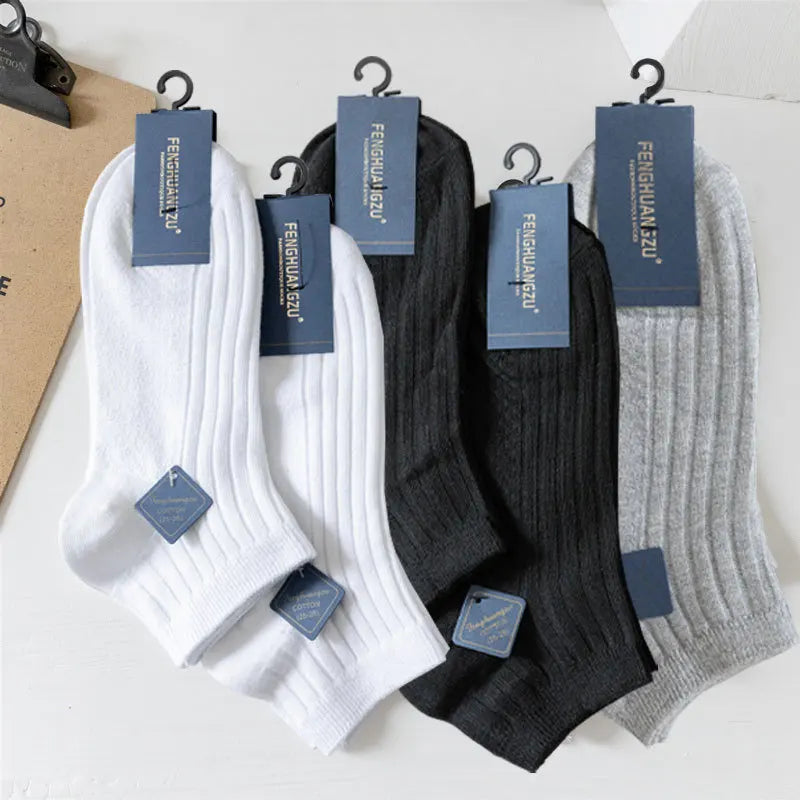 5 Pairs 1 Lot Cotton Socks Pack Men Solid Color White Black Gray Thin Breathable Wholesale Hommes Summer Socks Set Calcetines