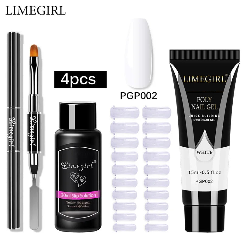 LIMEGIRL  Poly Nail Gel Set Manicure Set Gel Cuticle Pusher Finger Extend Mold Nail Kit All For Quick Extension Manicure Set