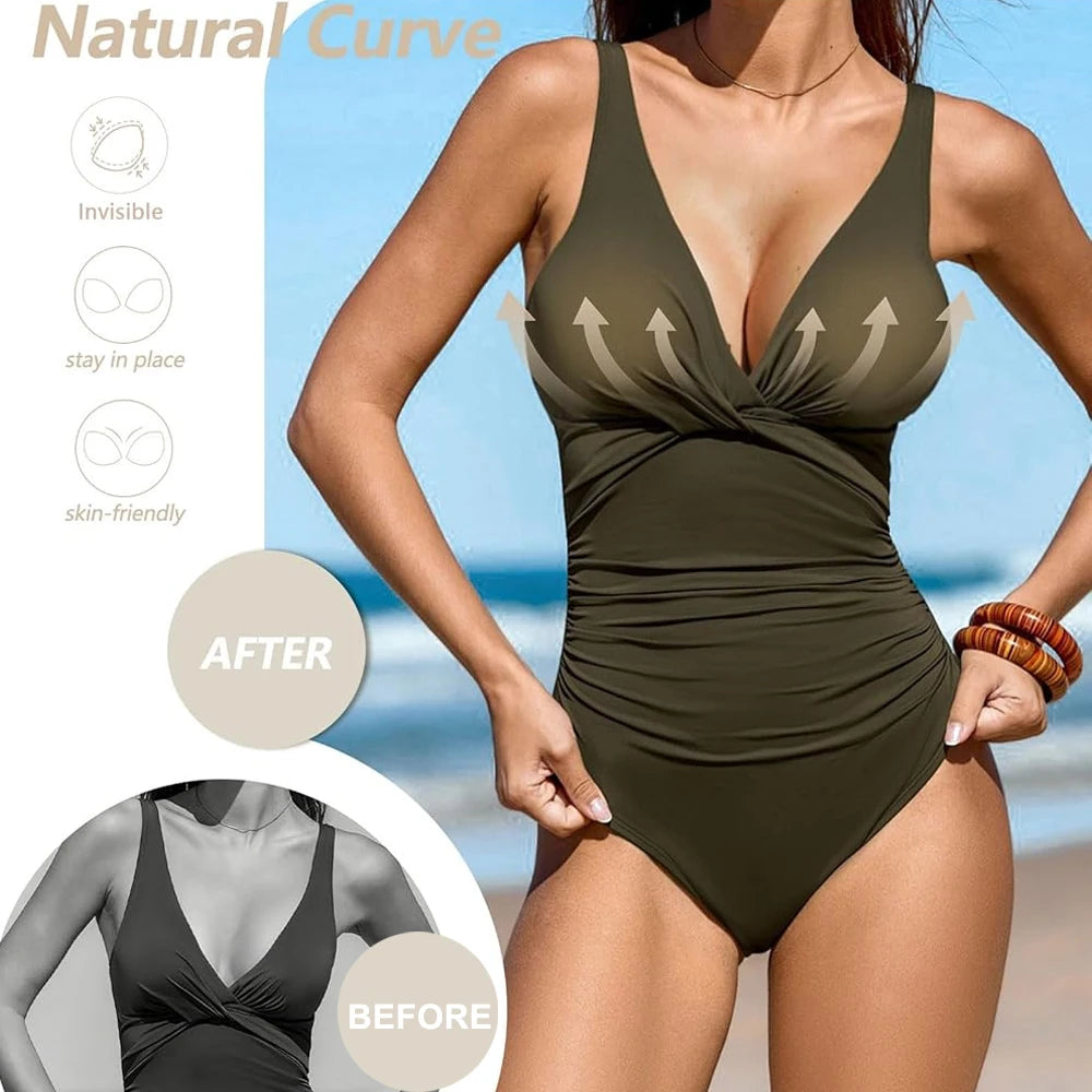 Reusable Silicone Bra Inserts Push Up Breast Pads Clear Gel Invisible Bra Padding Bust Enhancer For Bikini Swimsuit