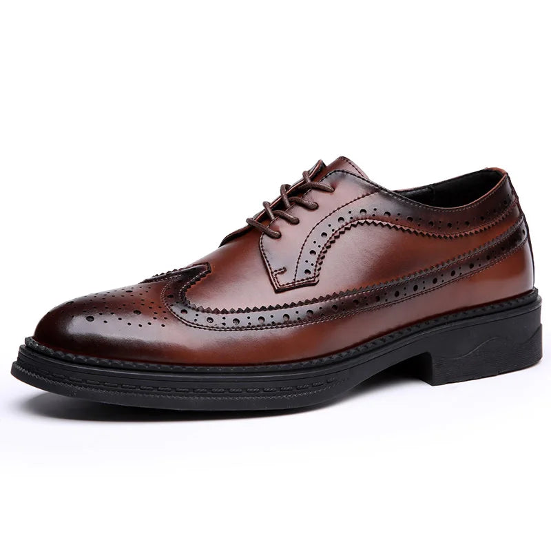 Men's Business Formal Dress Shoes Thick Sole Oxford Leather Shoes British Style Casual Wedding Shoes for Groom Groomsmen Office