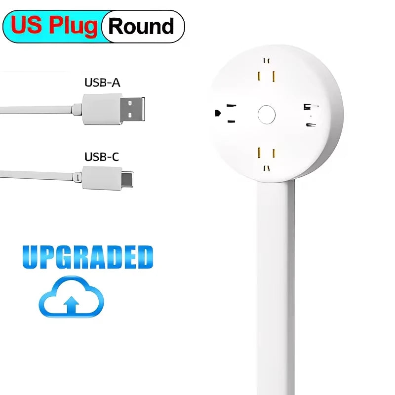 Adjustable Length Electrical Outlet Extender EU US Plug Stretchable Plug Power Outlets Extender 180° 360° Retractable Socket