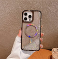 Luxury Plating Ring for Magsafe Case for iPhone 15 16 17 Pro Max Magnetic Glitter Beads Quicksand Phone Cover Liquid Shell Funda