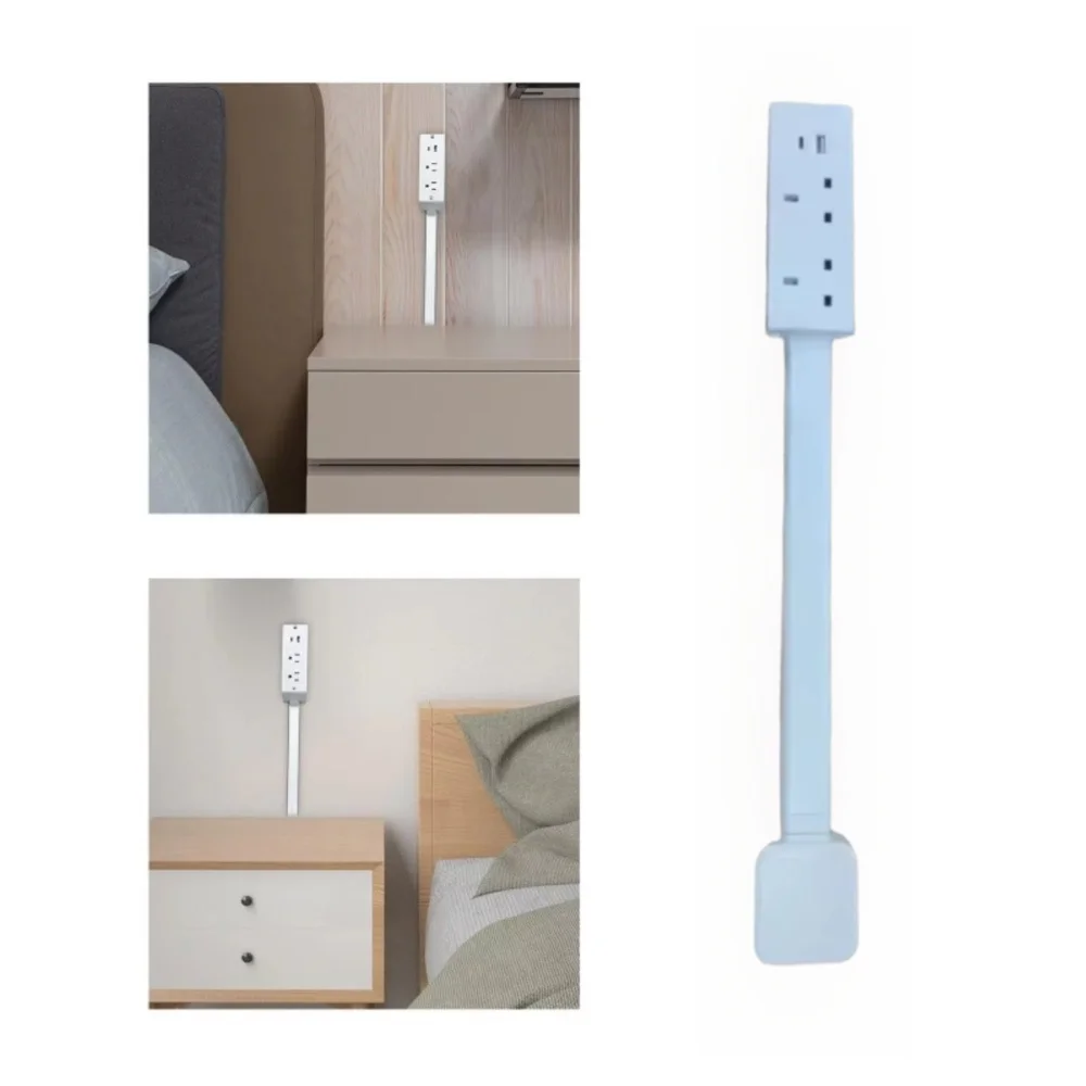 Rotates 180° Electrical Outlet Extender Adjustable Length White Power Socket Expander Punch-free Power Outlets Extender