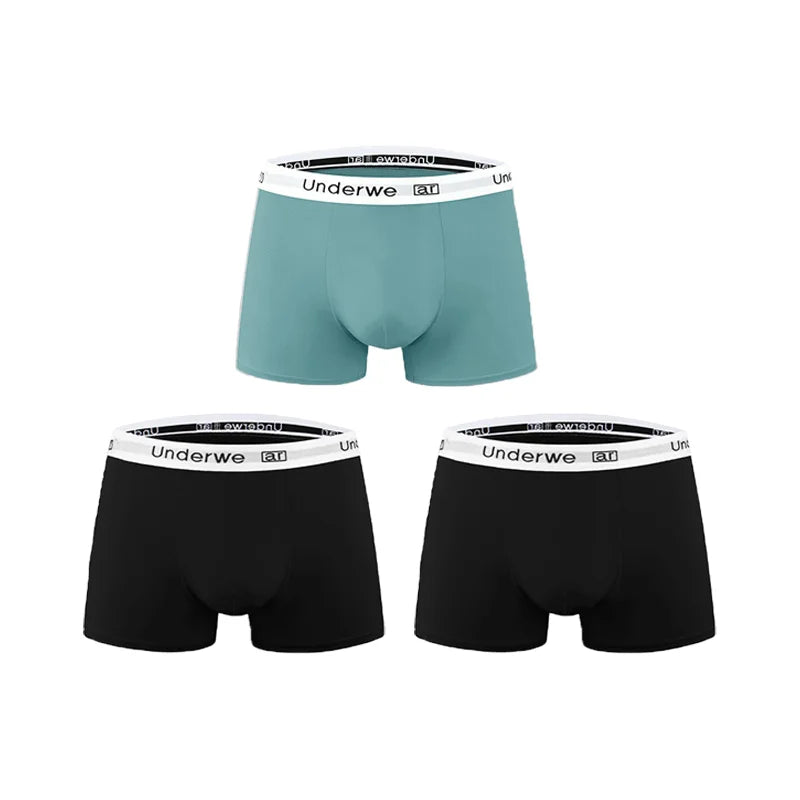 3Pcs Men Boxer Briefs Comfortable Soft Underwear Elastic Waistband Male Underpants Breathable Shorts