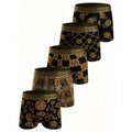 Men's Boxer Briefs 5Pcs Luxury Fashion Print Polyester Material Soft Comfortable Breathable Lightweight Underwear Set
