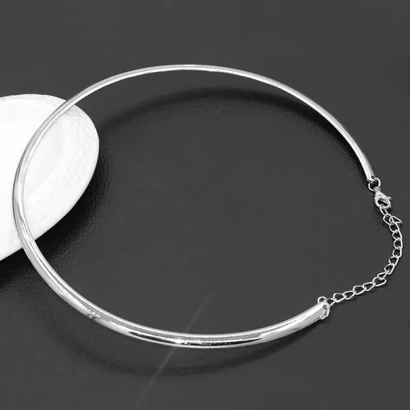 Gold And Silver Stainless Steel Necklace Collar 4mm Fashionable Jewelry Personalized Metal Collarbone Necklace Popular Accessory