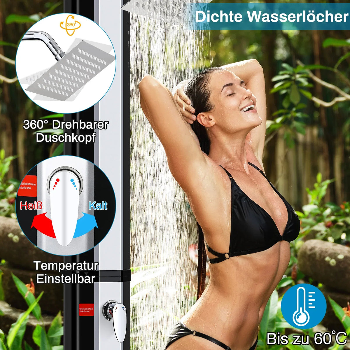 Premium Solar-Gartendusche für Außenbereich