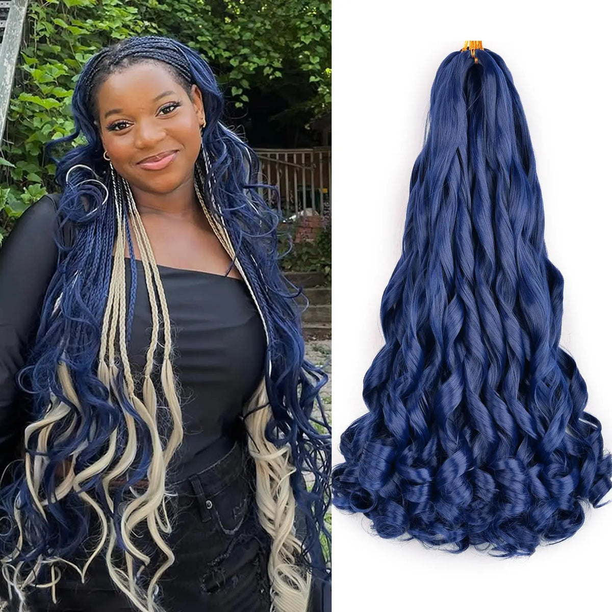 French Curl Braids Hair 22“Loose Wave Bouncy Synthetic Spiral Curls Braiding Hair Extensions Ombre Pre Stretched Hair For Women