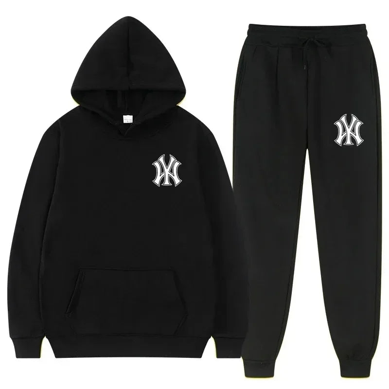 2026Men's running and fitness fashion casual sportswear set for autumn and winter hooded sweatshirt  jogging pants two-piece set