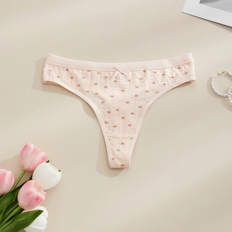 Cotton Girls Panties Cute Sexy Women Briefs Lady Thong BowKnot Underwear G String Female Lingerie