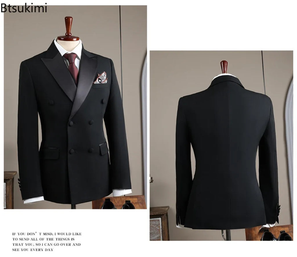 Groom's Wedding Suit Stylish and Atmospheric Formal Dress New Men's Business Double Breasted Suit High-quality Male 2-piece Set
