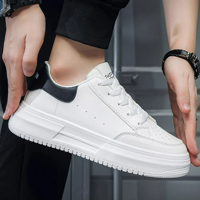 Men's Sneakers Outdoor Casual Shoes Fashion Lace-up Flat Running Shoes Low Top Breathable Tennis Shoe White Platform Men's Shoes