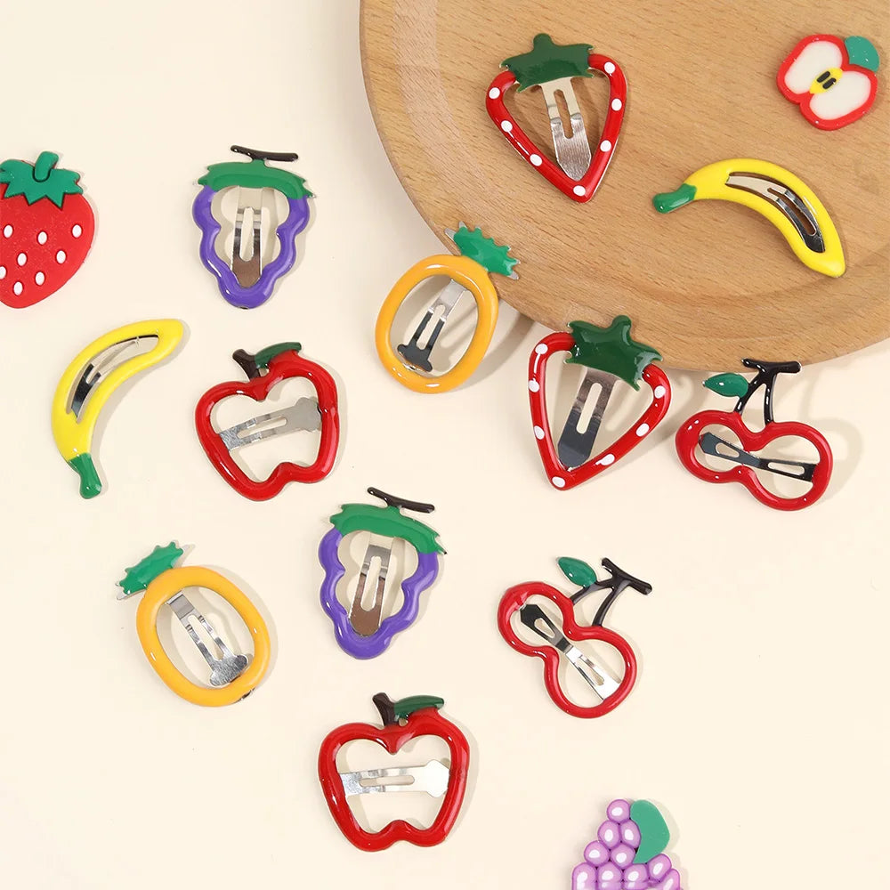 10Pcs/set Hot Cute Girls Hair Accessories Fruit BB Hair Clips Side Strawberry Hairpin Children Daily Styling Boutique Headwear
