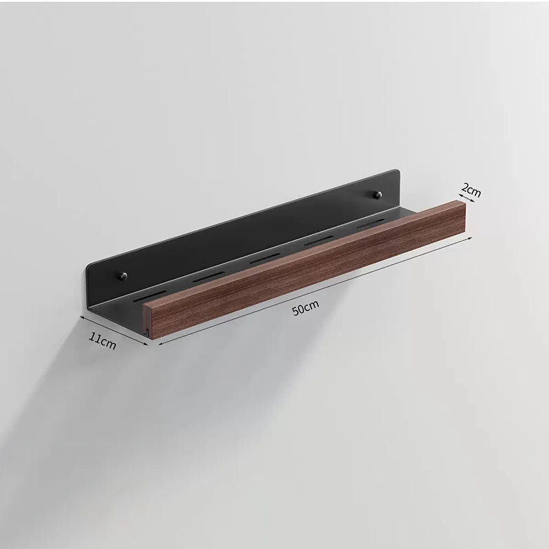 Bathroom Shelf Wall Mounted Organizer Rustic Farmhouse Walnut Solid Wood Floating Corner Shelf with Border for Kitchen Bedroom