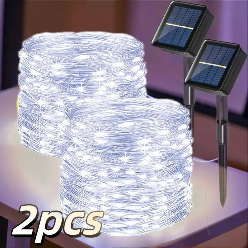 Christmas Garland Solar Outdoor String Lights LED Outdoor 8 Modes Chain Lights Decoration for Garden Patio Tree Terrace Parties