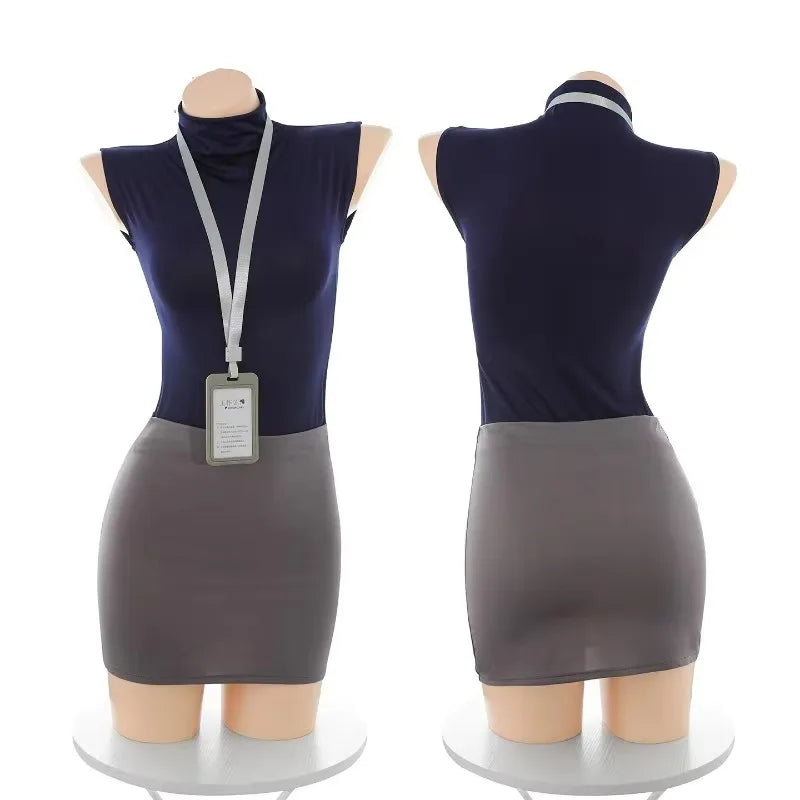 Sexy Dessous-Set für Damen in Übergröße: Sekretärinnen-, Stewardess- und Lehrerkostüm im Porno-Cosplay-Stil